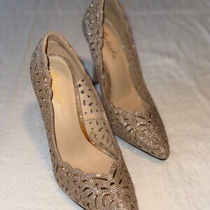 Celeste Nicholas-20 Glitter Pointed Toe Pumps in Gold | Size 6 | New